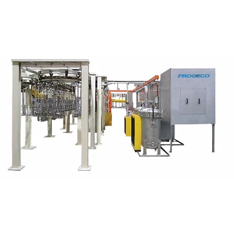 The TYPHOON®-OCW monorail overhead conveyor parts washer is ideal for steering components cleaning processes