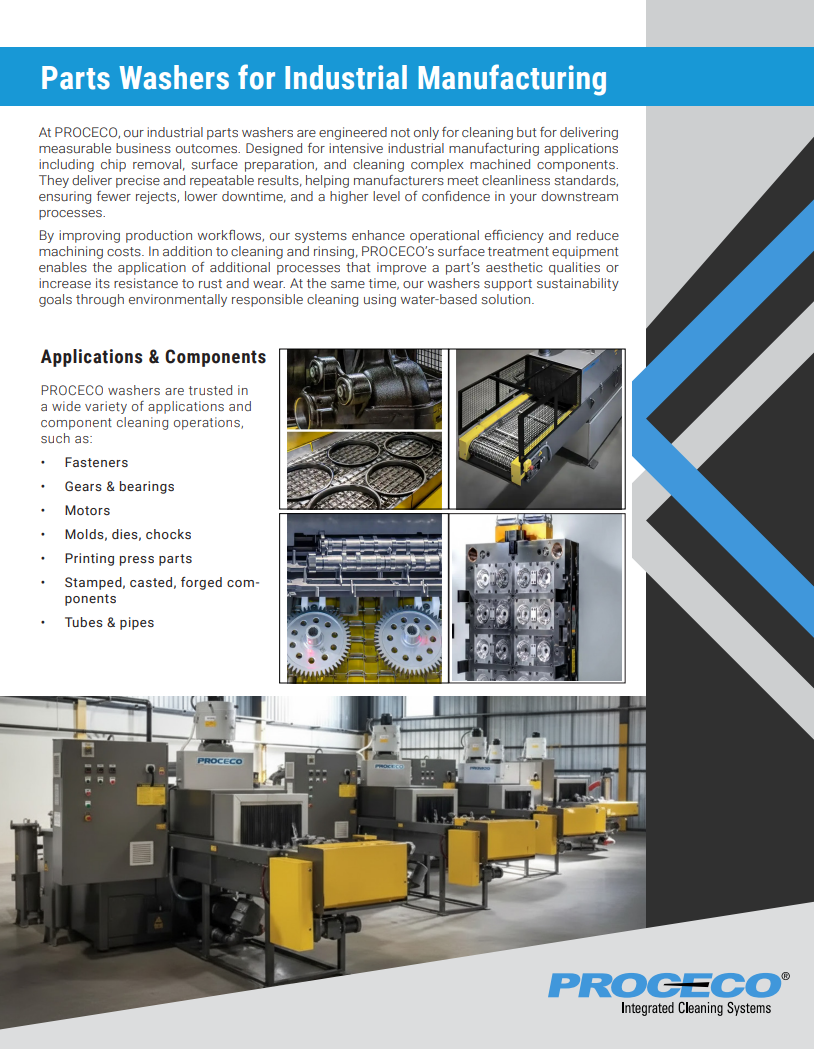 Lavadoras de piezas para la fabricación industrial (inglés)