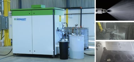 Water recycling system for surface treatment with spray rinsing and equipment to reduce freshwater use and costs.