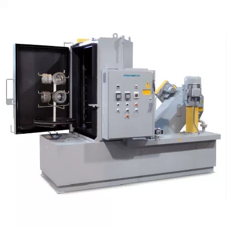 TYPHOON®-HD heavy-duty turntable parts washer for industrial cleaning applications such as railway bearingsTYPHOON®-HD heavy-duty turntable parts washer for industrial cleaning applications such as railway bearings