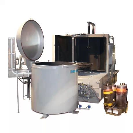 Traction motor cleaning and drying plant