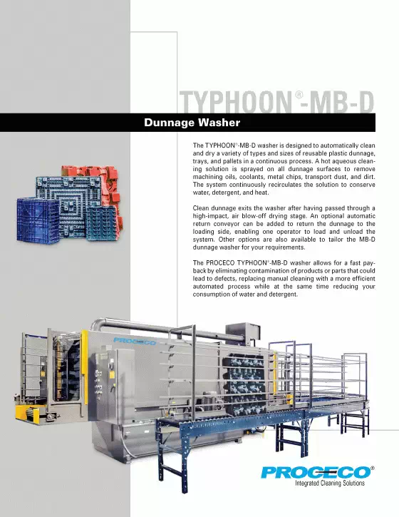 Laveuses de palettes et plateaux de transport en plastique TYPHOON® MB-D (document en anglais)