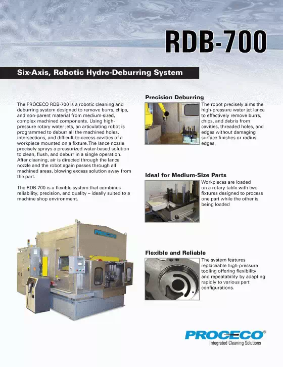 RDB-700 high-pressure robotic deburring (Document anglais)