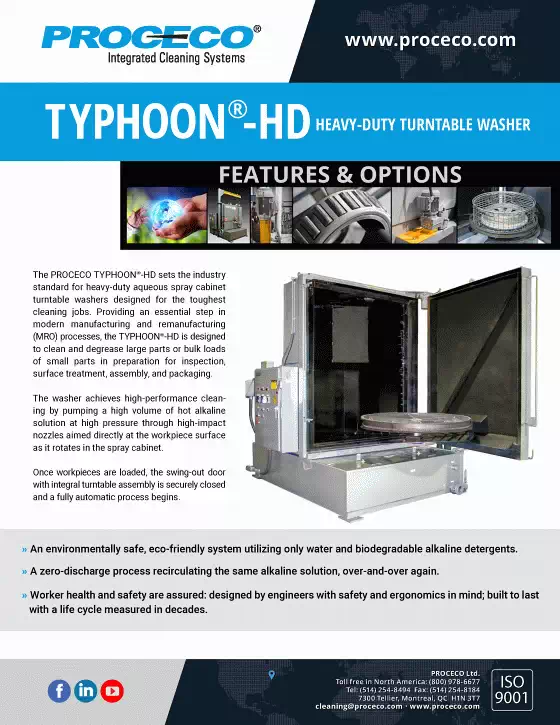 Caractéristiques et options des laveuses à table tournante TYPHOON®-HD (document en anglais)