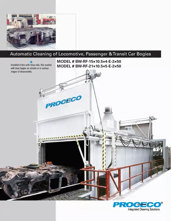 Nettoyage automatique de bogies de locomotives, de wagons de passagers et de transport en commun (document en anglais)