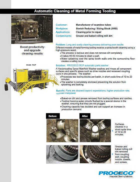 Metal shaping & forming tools - cleaning (Document anglais)