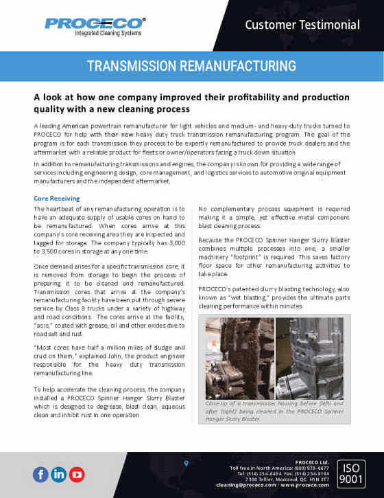 Improve quality and profitability in transmission rebuilding (Document anglais)