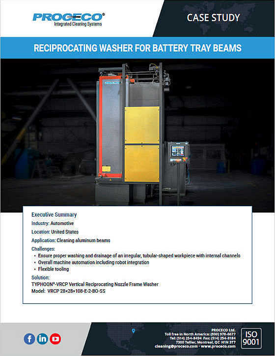 Machine de lavage à tuyauterie oscillante pour les poutres de supports de batteries (Document anglais)