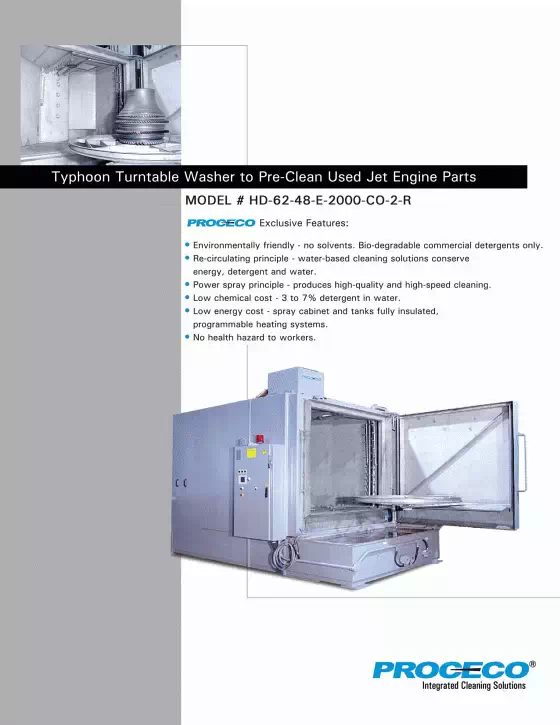 Laveuse TYPHOON pour le pré-nettoyage de pièces usagées de moteur d'avion avant inspection (document en anglais)