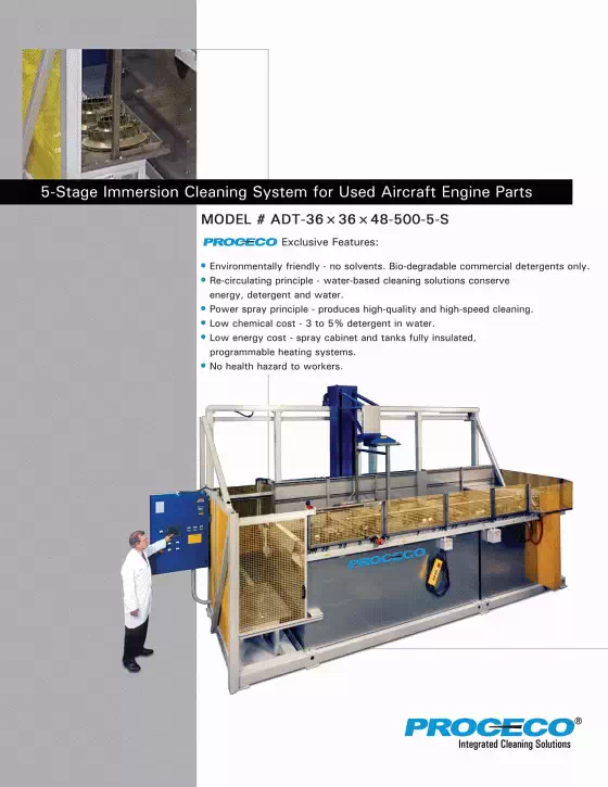 5-Stage Immersion Cleaning System for Used Aircraft Engine Parts Prior to MRO