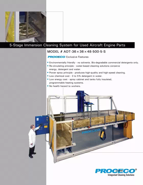  5-Stage Immersion Cleaning System for Used Aircraft Engine Parts Prior to MRO