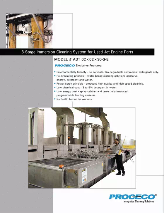 8-Stage Cleaning System for Used Jet Engine Parts Prior to MRO