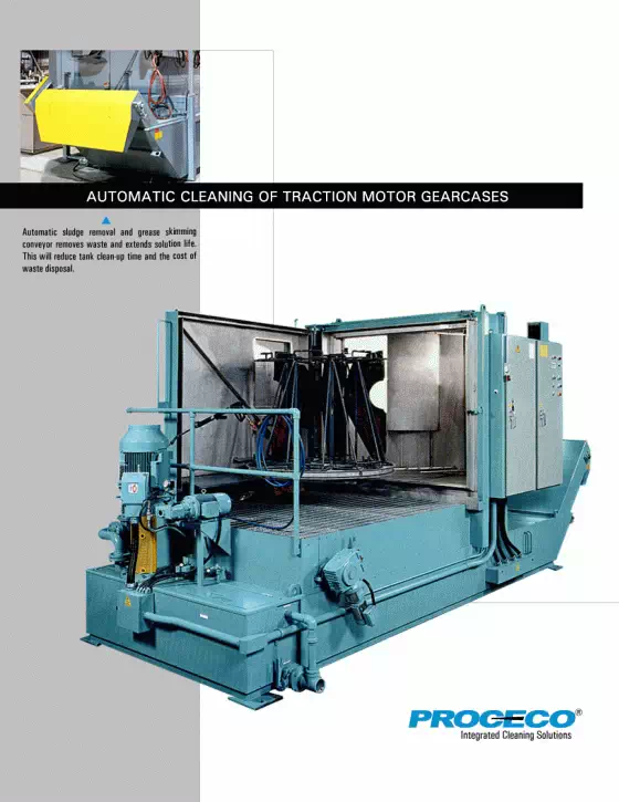 Traction motor gearcase - cleaning plant