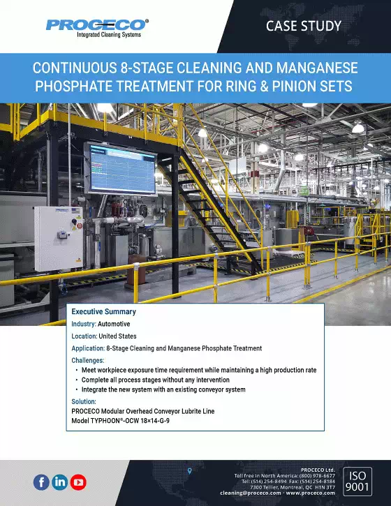 Continous 8-stage Cleaning and Manganese Phosphate Treatment for Ring & Pinion Sets