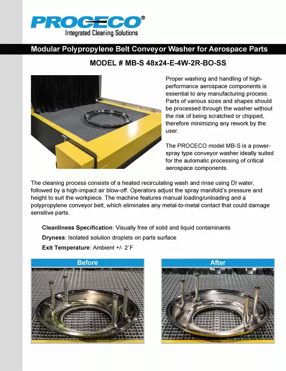 Modular Polypropylene Belt Conveyor Washer For Aerospace Parts