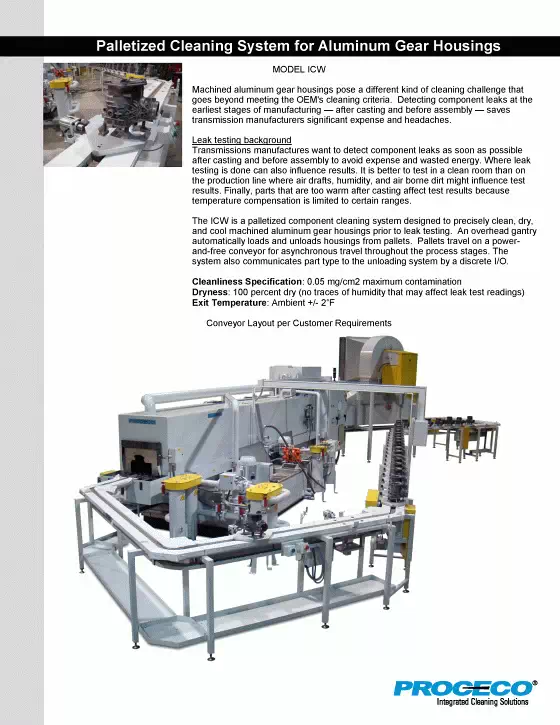  Palletized Cleaning System for Aluminum Gear Housings