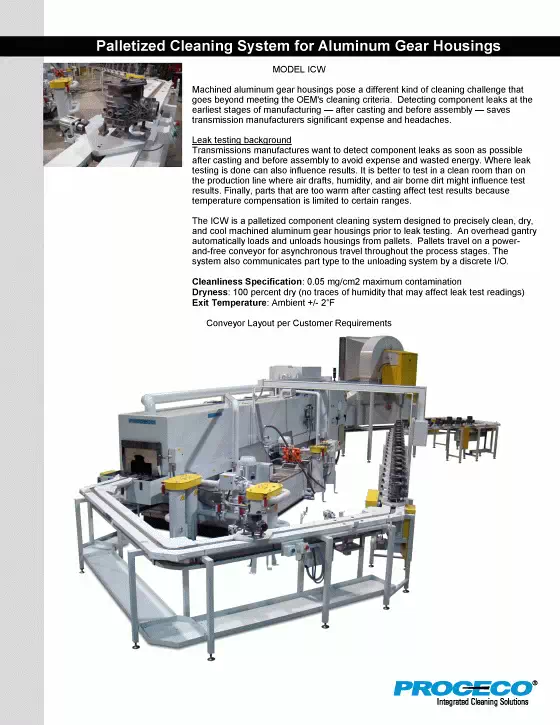 Palletized Cleaning System for Aluminum Gear Housings