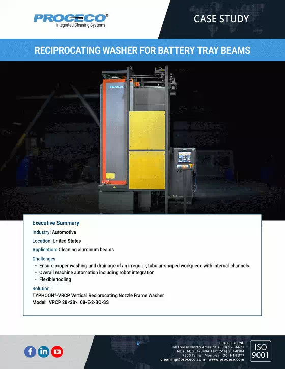 Reciprocating Washer for Battery Tray Beams