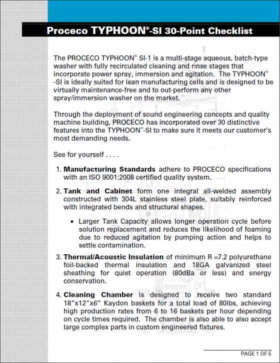 Liste de contrôle en 30 points de la laveuse à tuyauterie oscillante TYPHOON®-SI (document en anglais)
