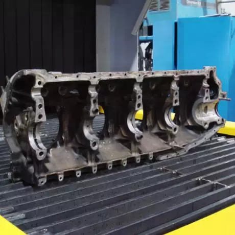 Diesel-engine-part-washed-by-belt-conveyor-parts-washer