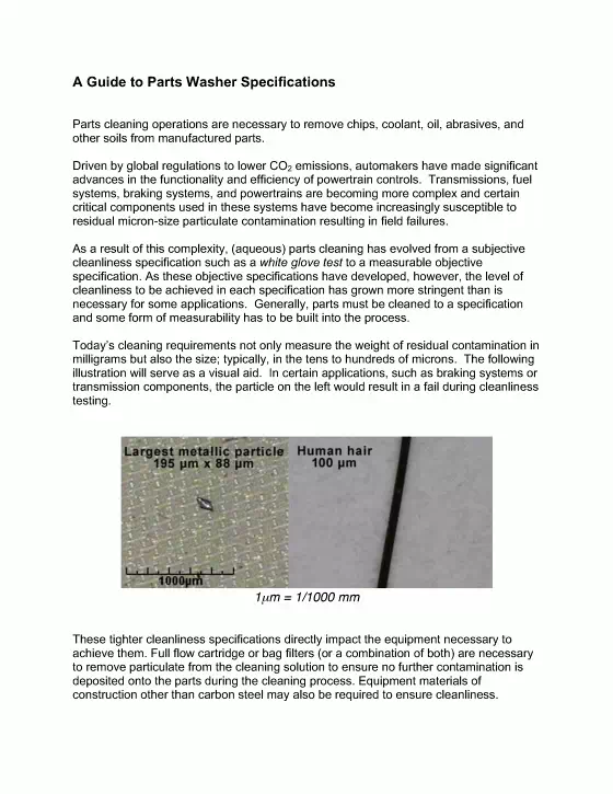 Livre blanc et guide des spécifications des laveuses de pièces par PROCECO (document en anglais)